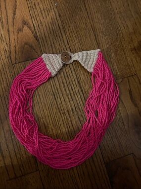 Handmade Pink Beaded Statement Necklace - Unbranded